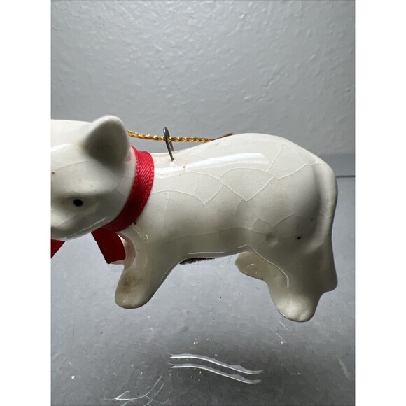 Vintage Takahashi White Porcelain Cat Figurine Christmas Ornament Japan Small - Picture 2 of 7